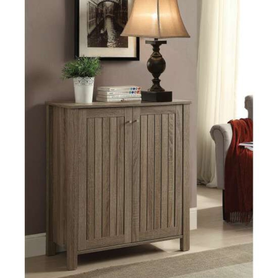 Home Improvement * | Outlet Simple Relax 2 Doors Rectangular Shoe Cabinet, Dark Taupe