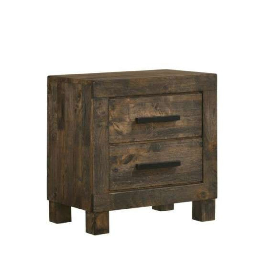 Furniture * | Best Sale Simple Relax 2 Drawers Wooden Nightstand In Golden Brown