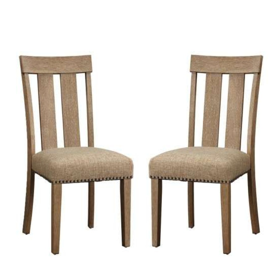 Furniture * | Budget Simple Relax Set Of 2 Upholstered Side Chair In Maple Finish