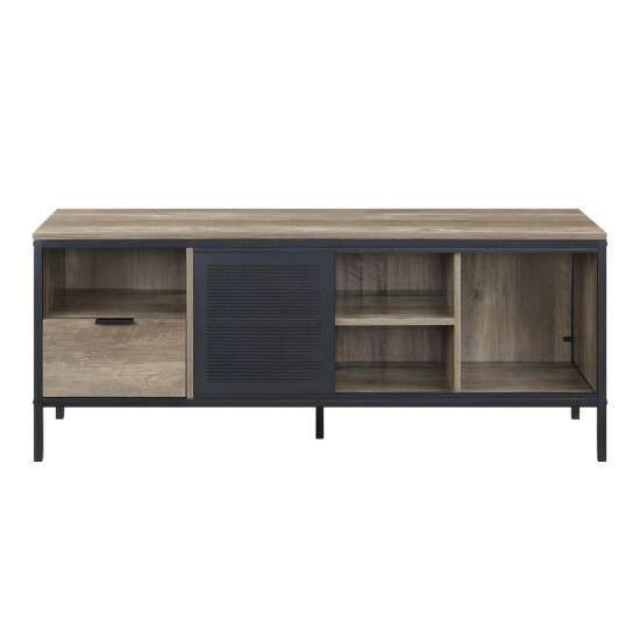 Furniture * | Outlet Simple Relax 55 Tv Stand In Rustic Oak And Black