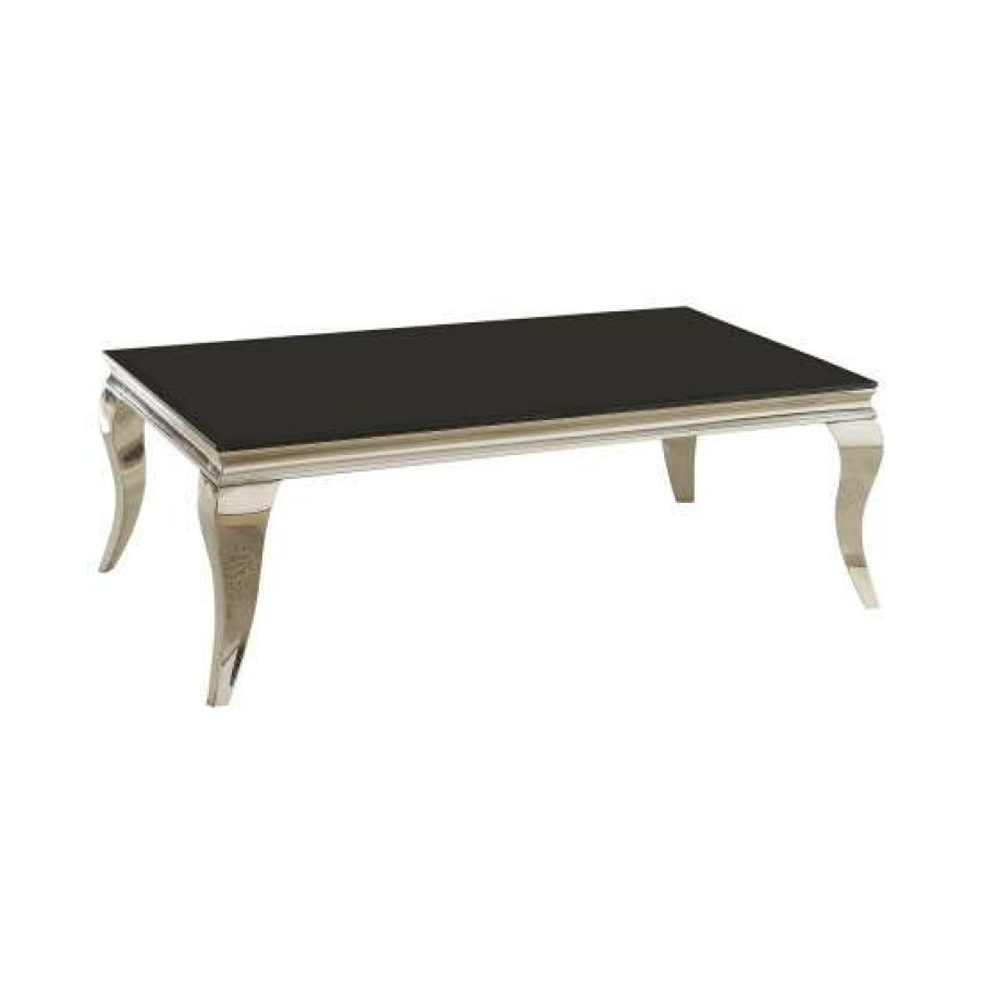 Furniture * | Brand New Simple Relax Rectangular Coffee Table In Chrome And Black