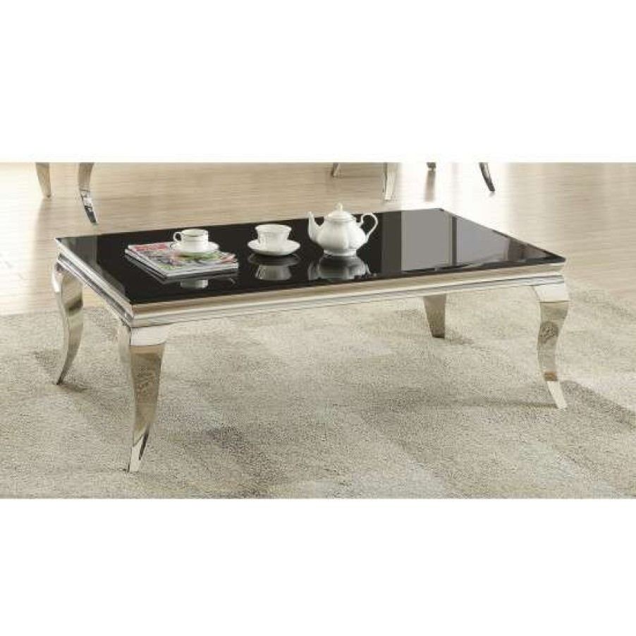 Furniture * | Brand New Simple Relax Rectangular Coffee Table In Chrome And Black