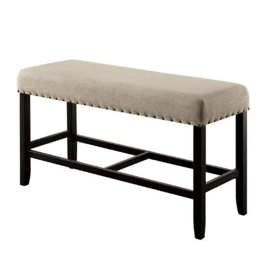 Furniture * | Best Reviews Of Simple Relax Counter Height Seating Bench In Antique Black And Beige