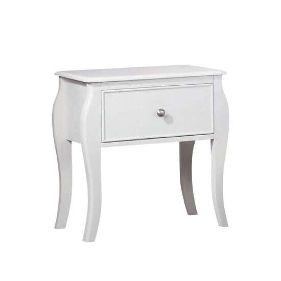 Furniture * | Promo Simple Relax Transitional 1-Drawer Wood Nightstand, White