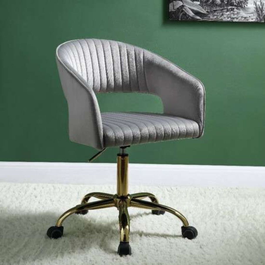 Furniture * | Cheap Simple Relax Upholstered Adjustable Office Chair In Gray