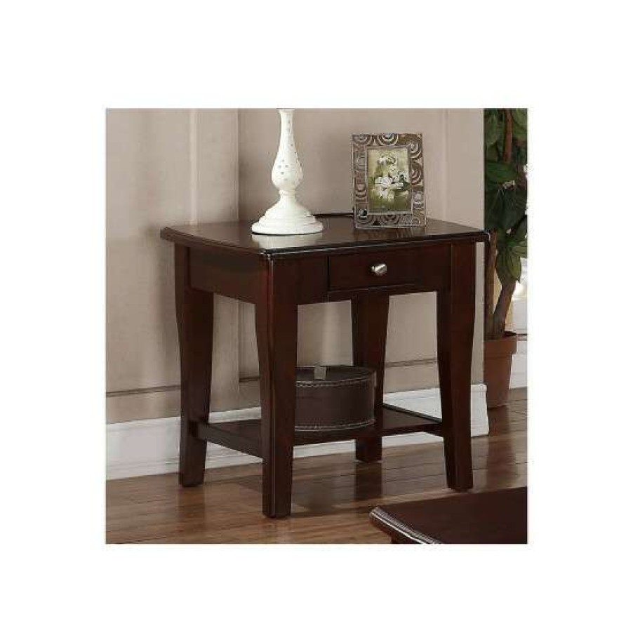 Furniture * | Brand New Simple Relax Rectangular End Table In Brown