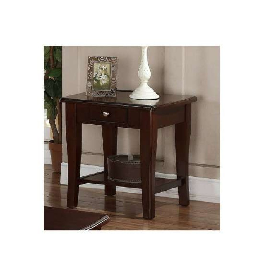 Furniture * | Brand New Simple Relax Rectangular End Table In Brown