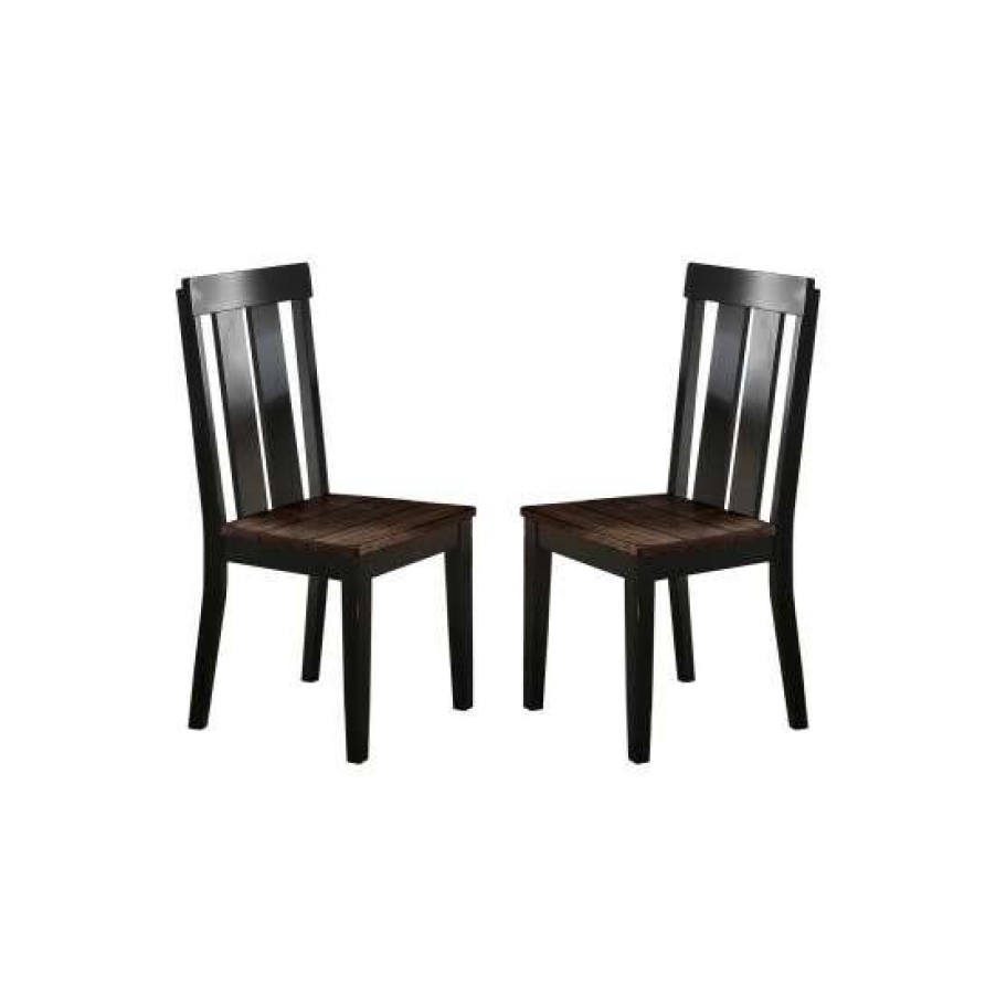 Furniture * | Best Pirce Simple Relax Dark Brown Wood Finish Dining Chairs, Set Of 2