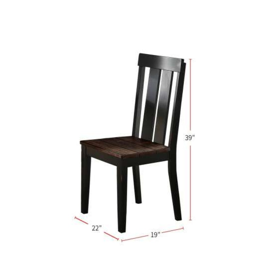 Furniture * | Best Pirce Simple Relax Dark Brown Wood Finish Dining Chairs, Set Of 2