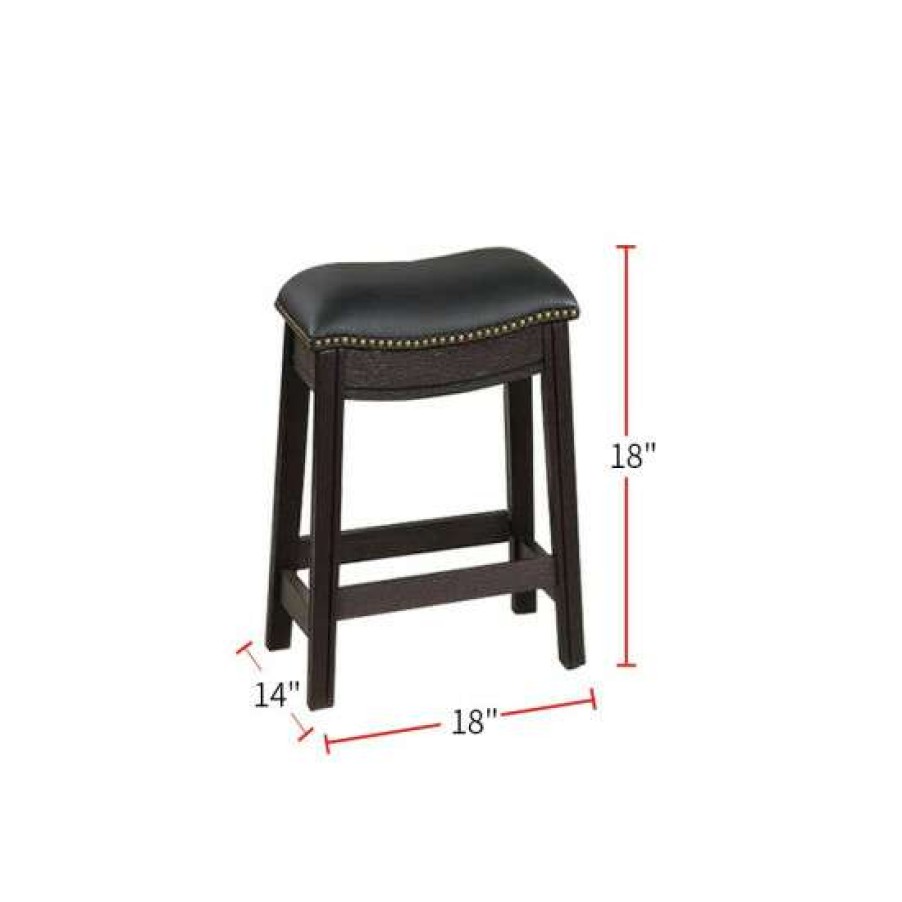 Furniture * | Budget Simple Relax Black Pu Upholstery Bar Stool, Set Of 2