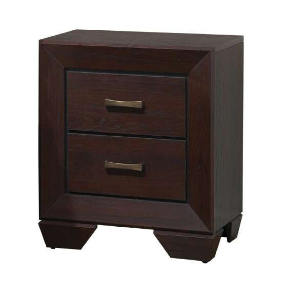 Furniture * | Hot Sale Simple Relax Wood Nightstand With 2 Drawers In Dark Cocoa