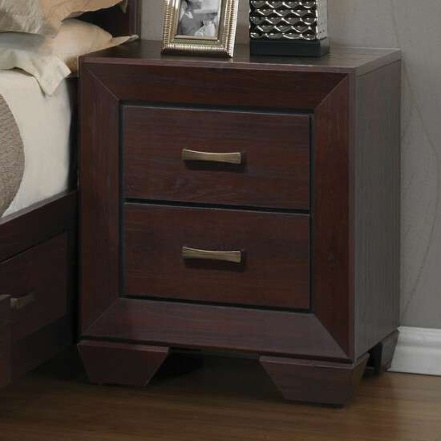 Furniture * | Hot Sale Simple Relax Wood Nightstand With 2 Drawers In Dark Cocoa