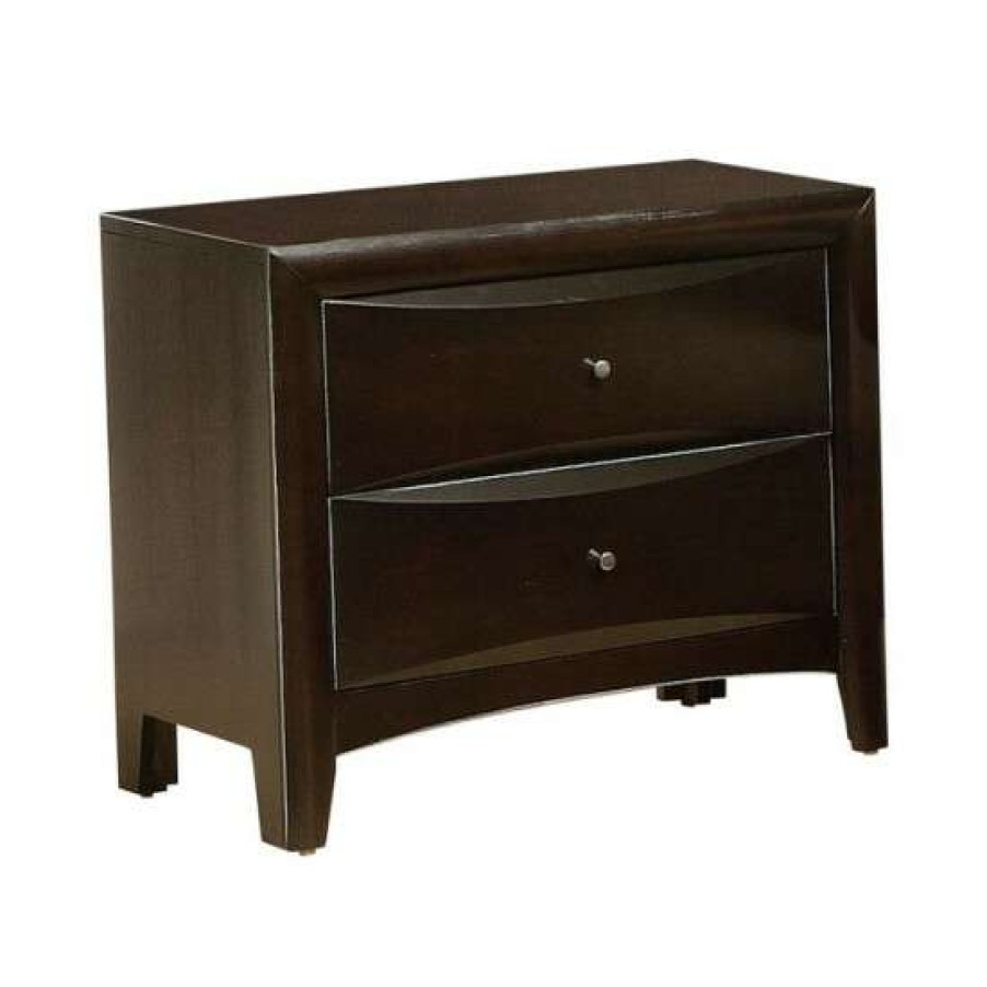 Furniture * | Budget Simple Relax Wood Nightstand With 2 Drawers In Cappuccino