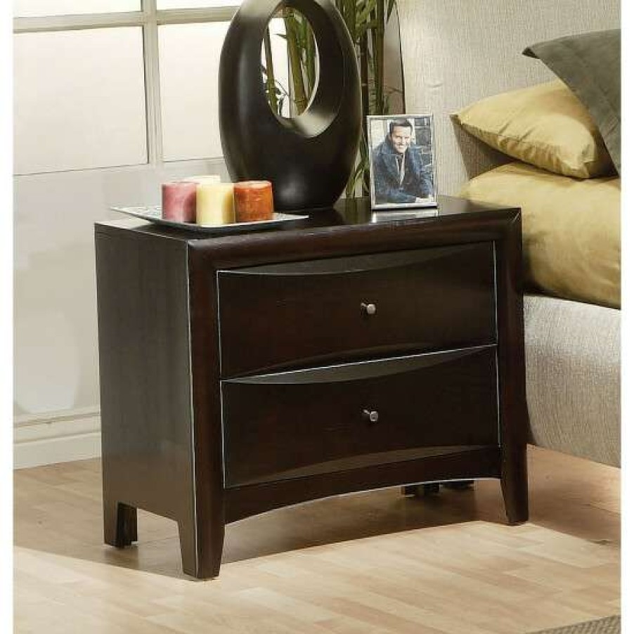 Furniture * | Budget Simple Relax Wood Nightstand With 2 Drawers In Cappuccino