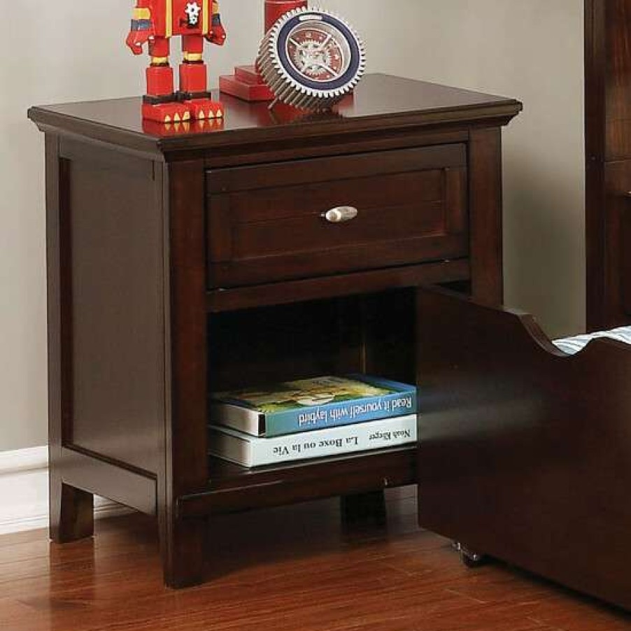 Furniture * | Promo Simple Relax Wooden Nightstand With Bottom Shelf Antique White