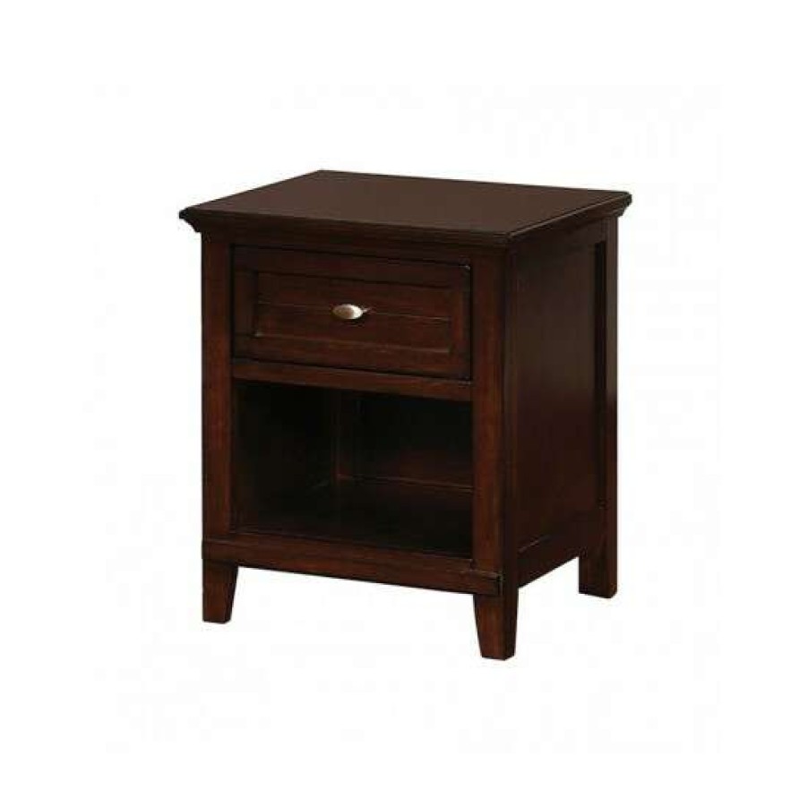 Furniture * | Promo Simple Relax Wooden Nightstand With Bottom Shelf Antique White