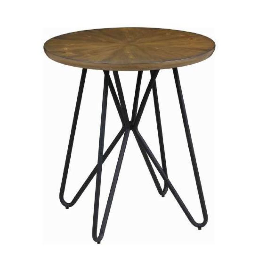 Furniture * | Hot Sale Simple Relax Round End Table In Dark Brown