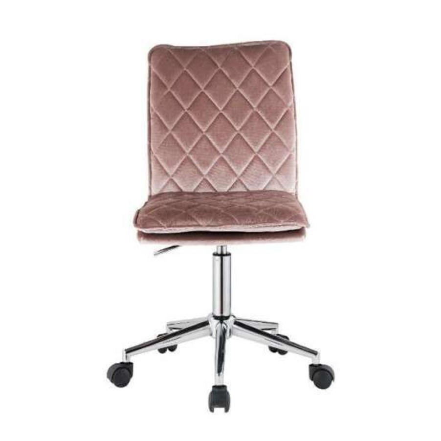 Furniture * | Best Pirce Simple Relax Velvet Upholstered Office Chair With Caster Wheels In Pink