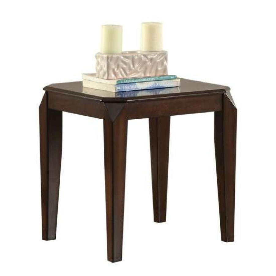 Furniture * | Promo Simple Relax Square Wood End Table In Walnut Finish