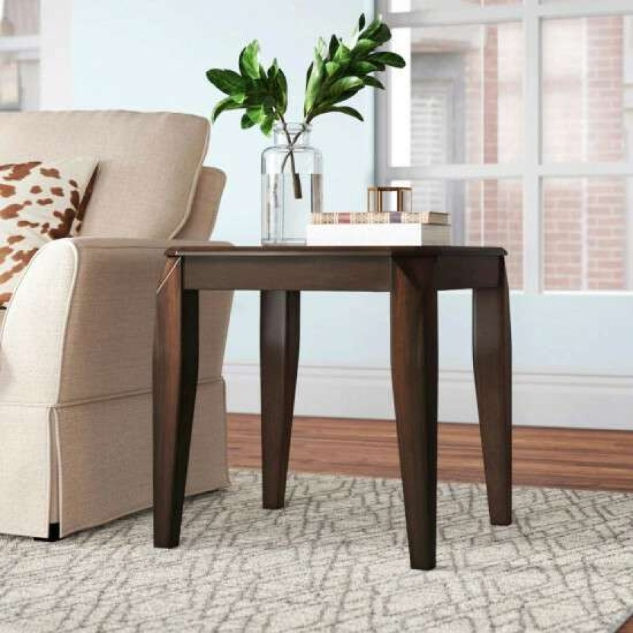 Furniture * | Promo Simple Relax Square Wood End Table In Walnut Finish