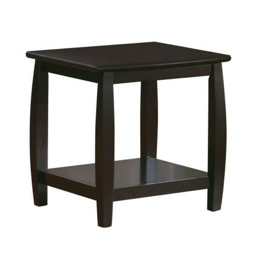 Furniture * | Outlet Simple Relax Wood End Table With Bottom Shelf , Cappuccino