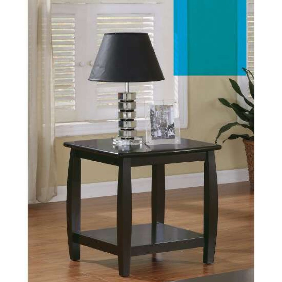 Furniture * | Outlet Simple Relax Wood End Table With Bottom Shelf , Cappuccino