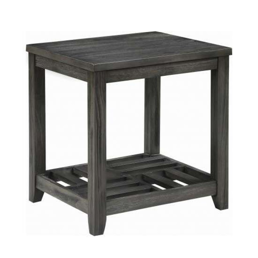 Furniture * | Top 10 Simple Relax Rectangular End Table With Shelf In Grey