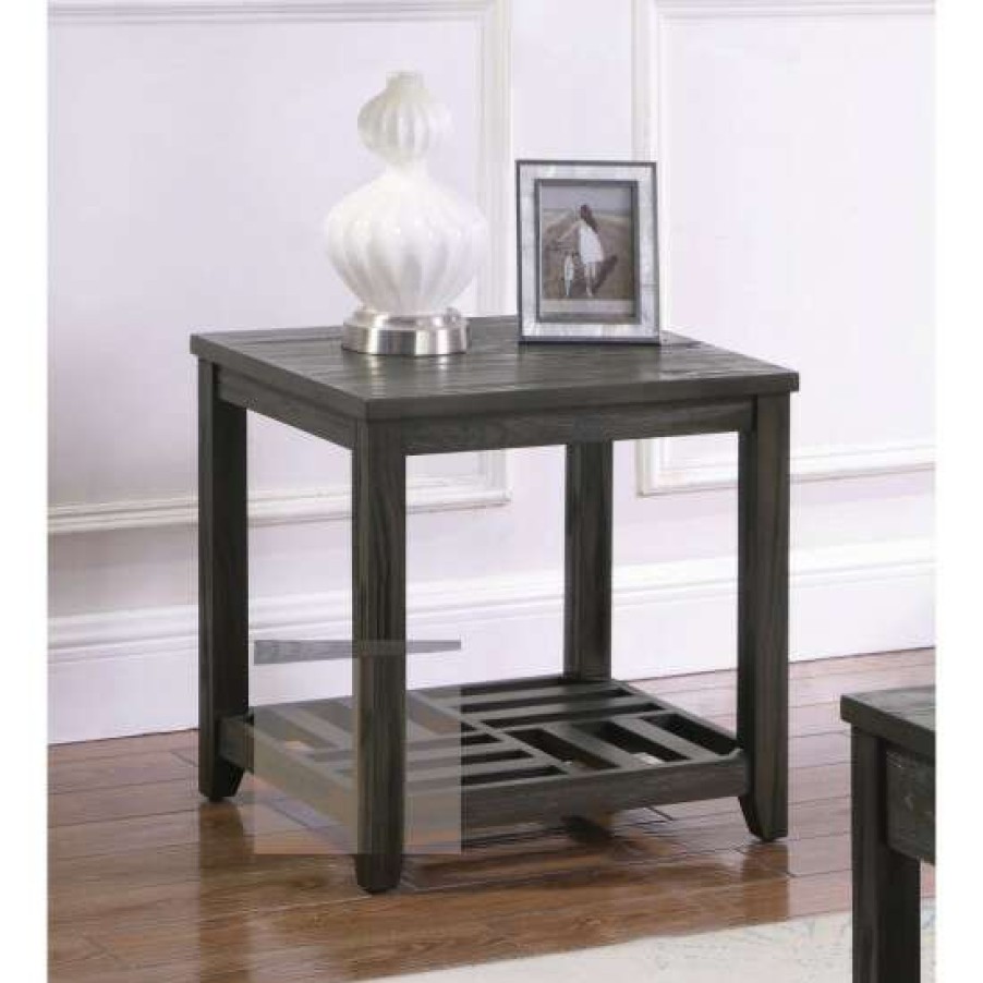 Furniture * | Top 10 Simple Relax Rectangular End Table With Shelf In Grey