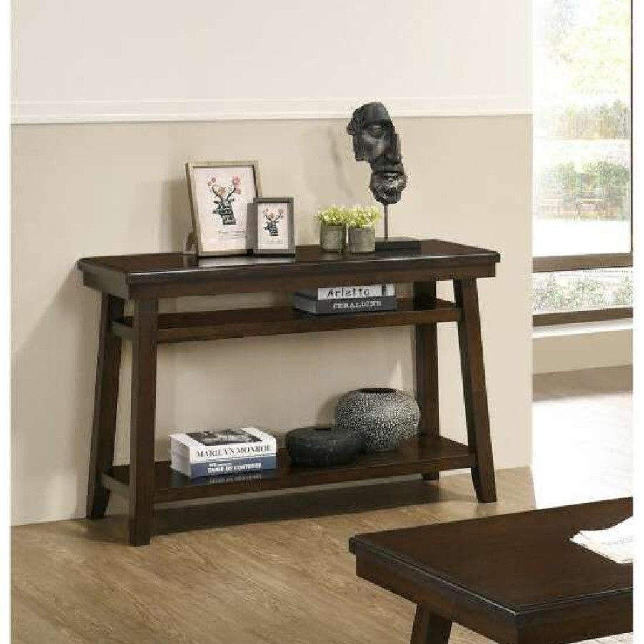 Furniture * | Hot Sale Simple Relax Rectangular Console Table In Dark Espresso