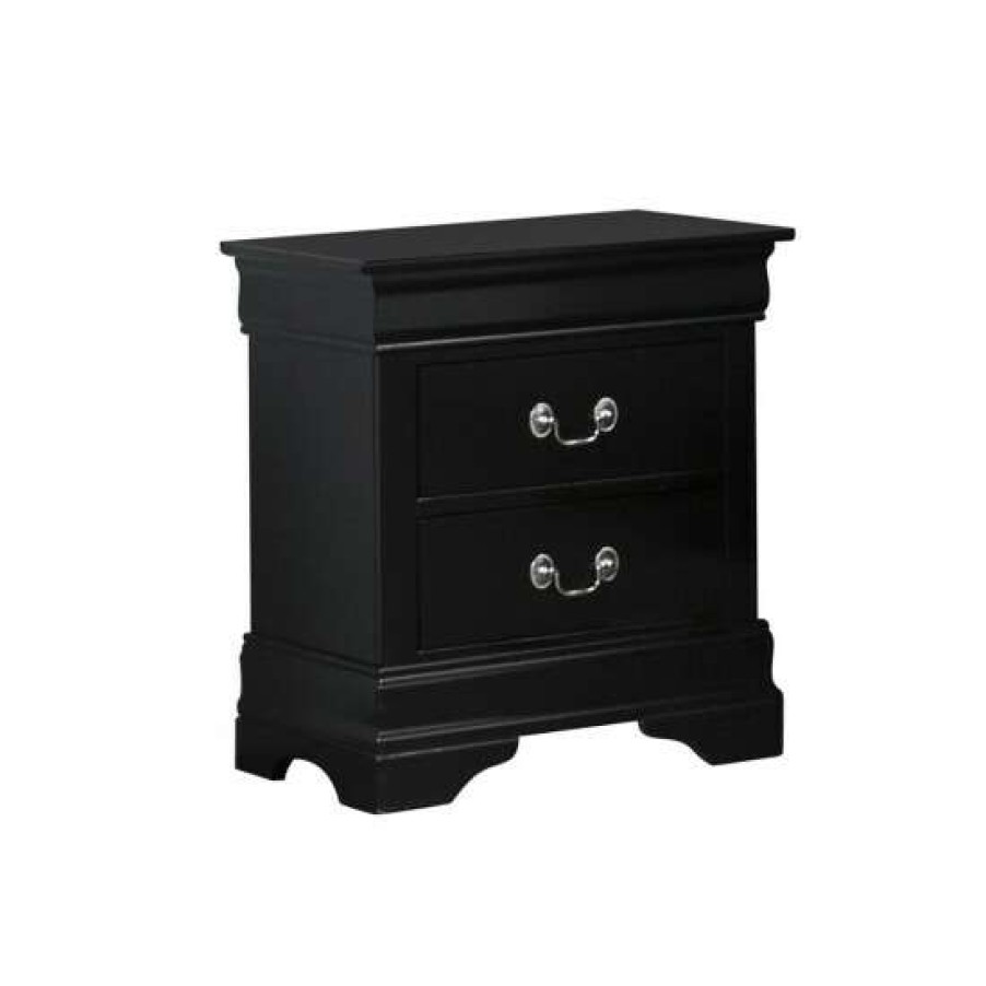 Furniture * | Discount Simple Relax Wood Nightstand With 2 Drawers In Black Finish