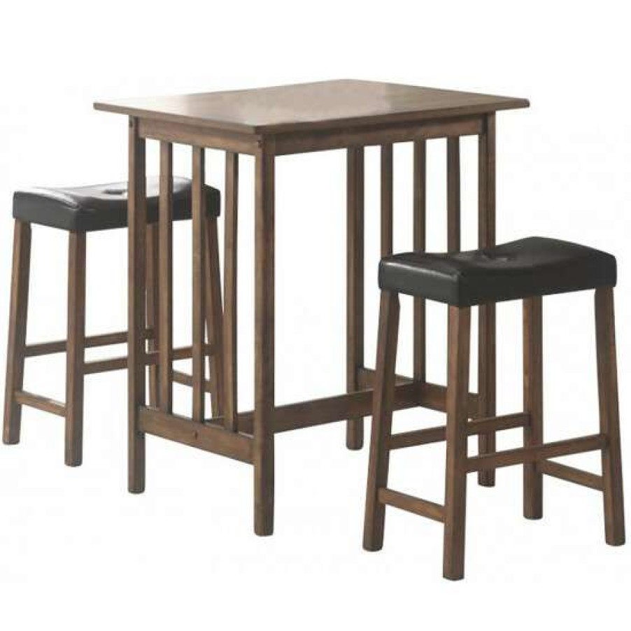 Furniture * | Cheapest Simple Relax 3 Piece Counter Height Dining Set In Brown And Black