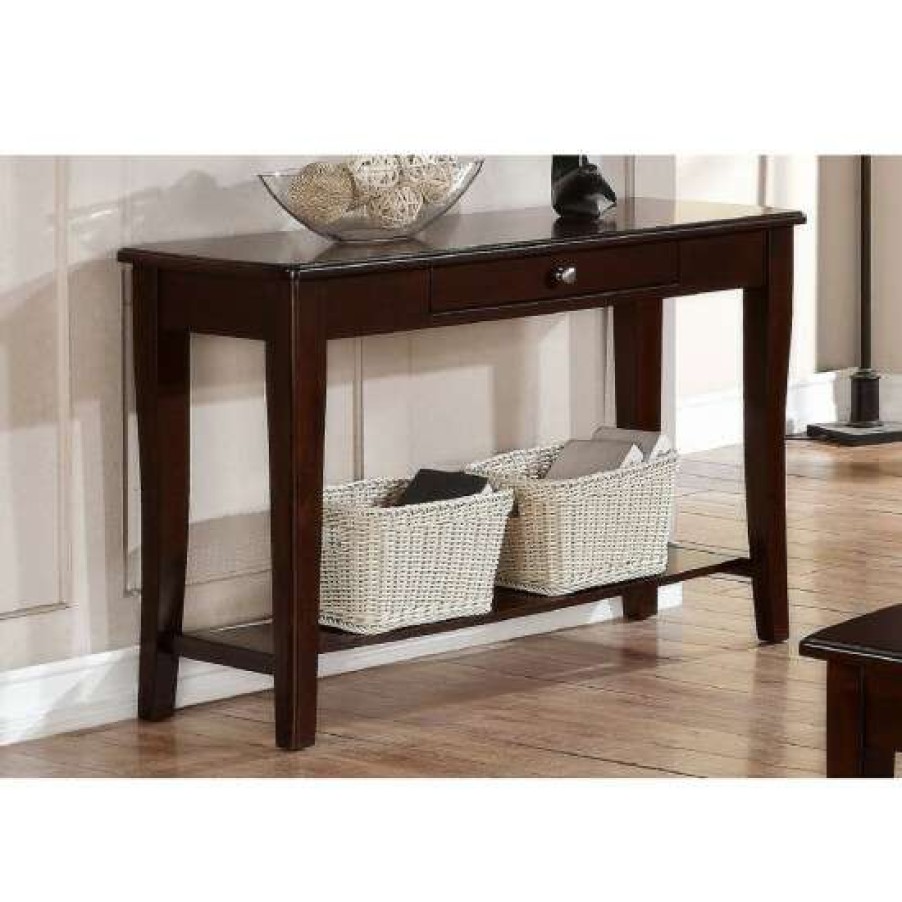 Furniture * | Outlet Simple Relax Rectangular Console Table In Brown