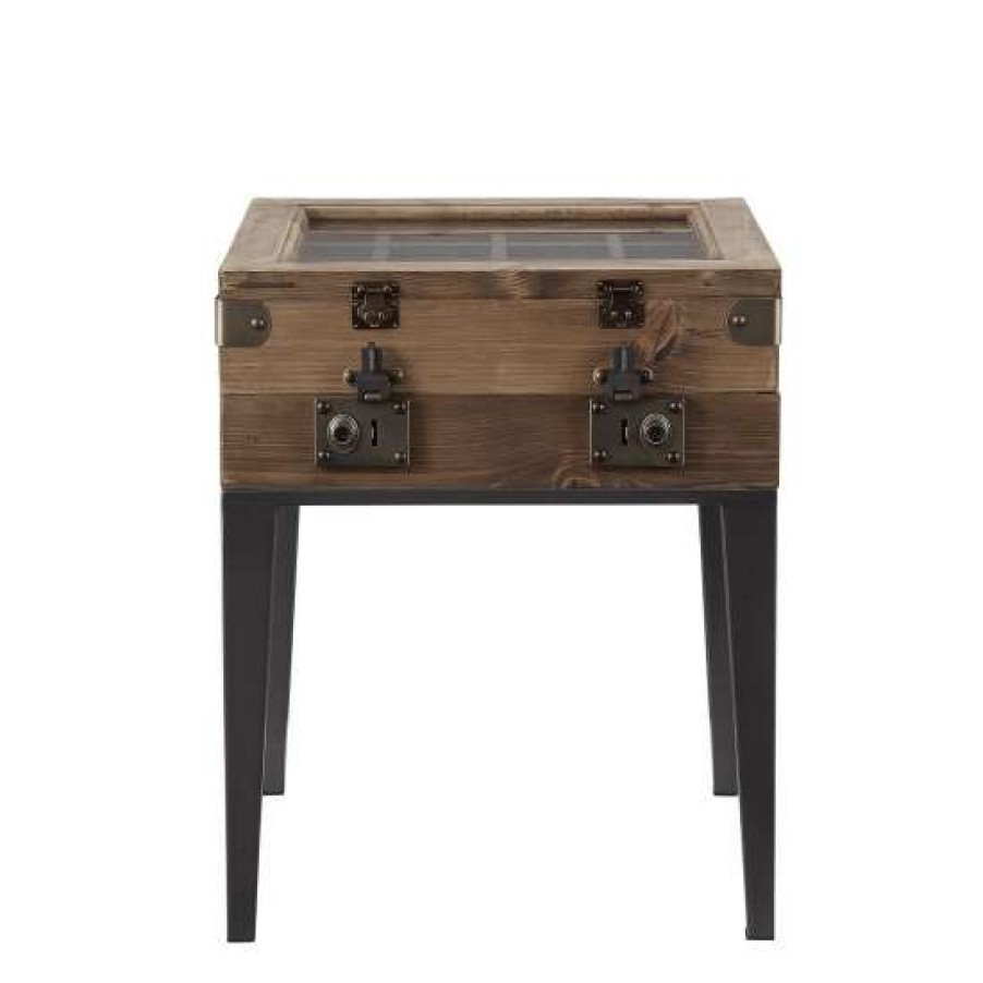 Furniture * | New Simple Relax Square Accent Table With Storage In Rustic Oak