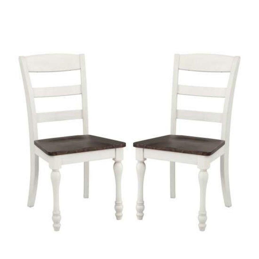 Furniture * | Buy Simple Relax Set Of 2 Dining Chair In White And Dark Cocoa