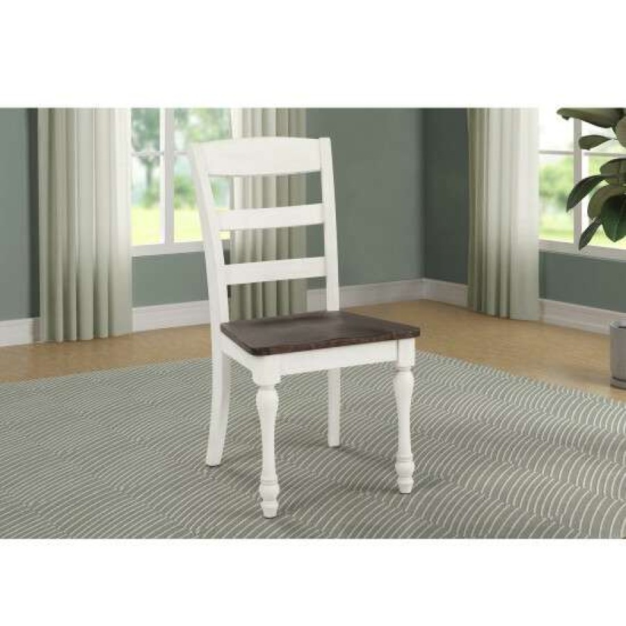 Furniture * | Buy Simple Relax Set Of 2 Dining Chair In White And Dark Cocoa