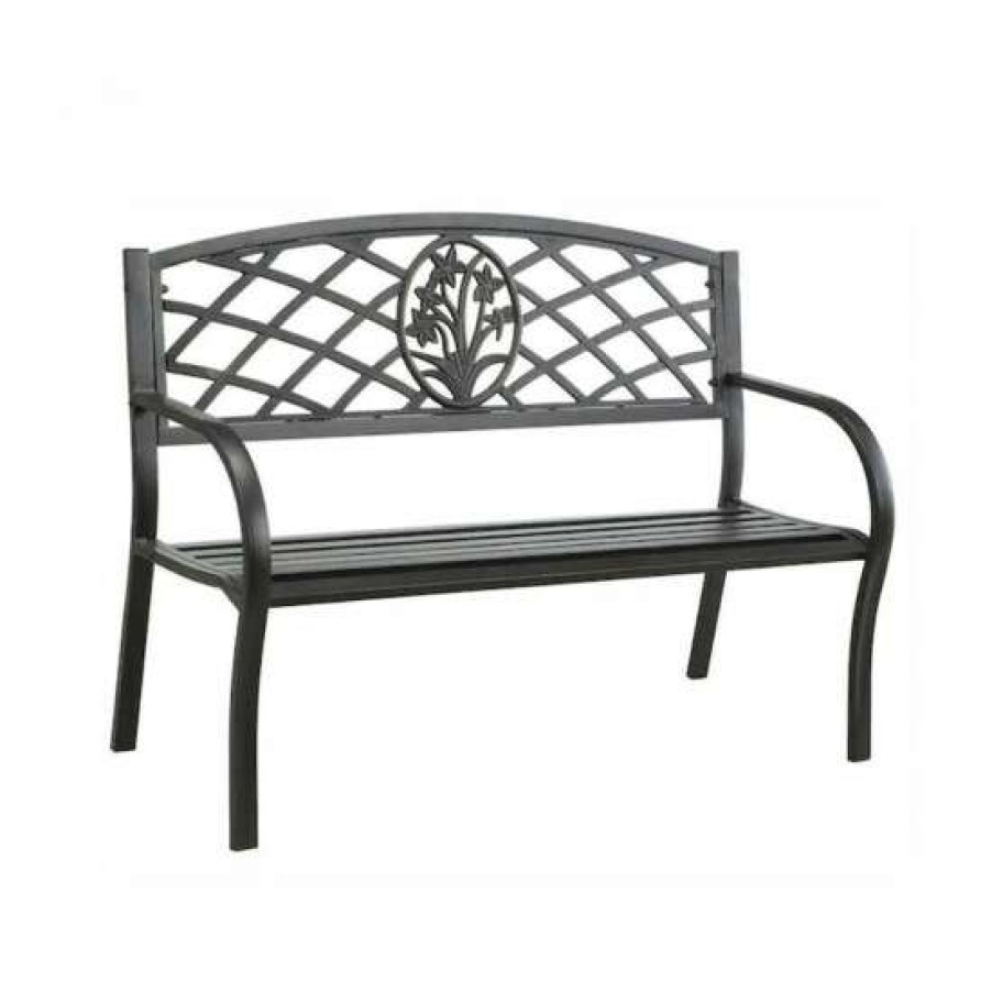 Garden & Patio * | Best Deal Simple Relax Steel Bench In Black