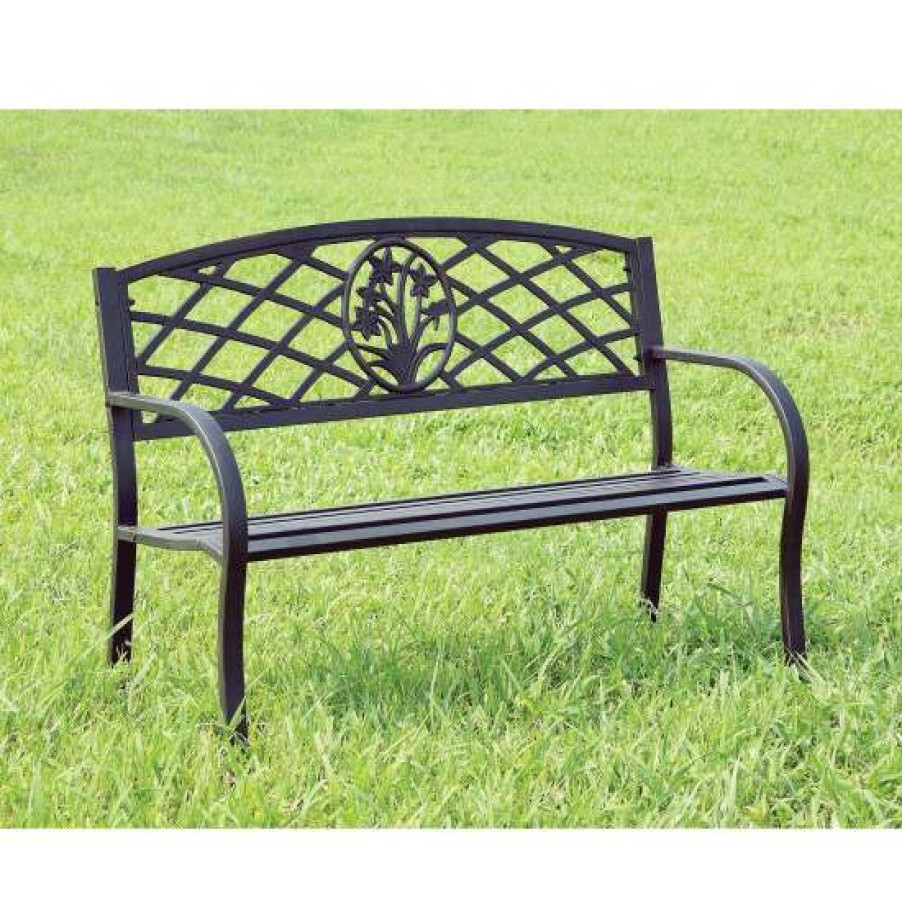 Garden & Patio * | Best Deal Simple Relax Steel Bench In Black