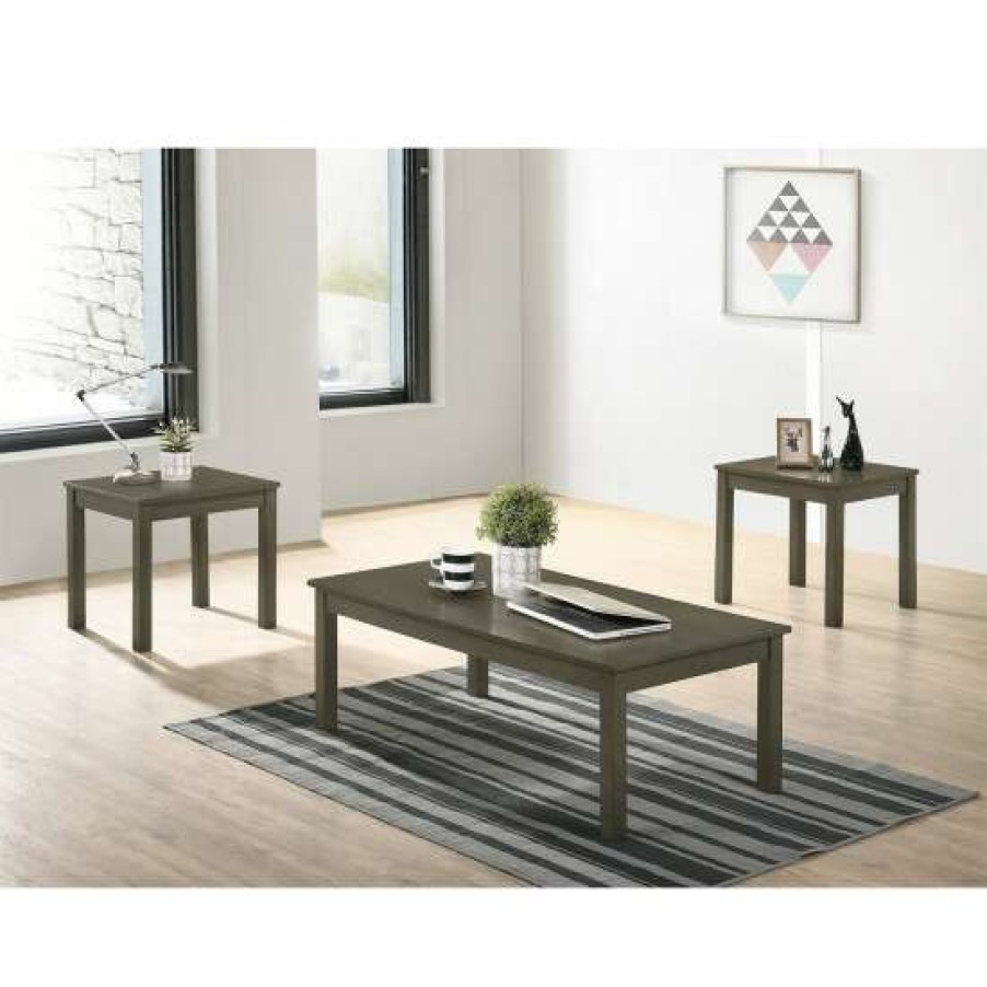 Furniture * | Wholesale Simple Relax Pine Wood 3 Piece Coffee Table Set