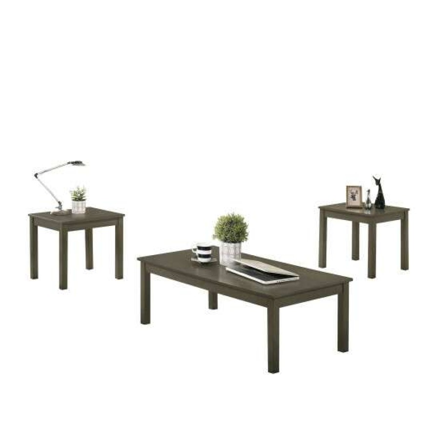 Furniture * | Wholesale Simple Relax Pine Wood 3 Piece Coffee Table Set