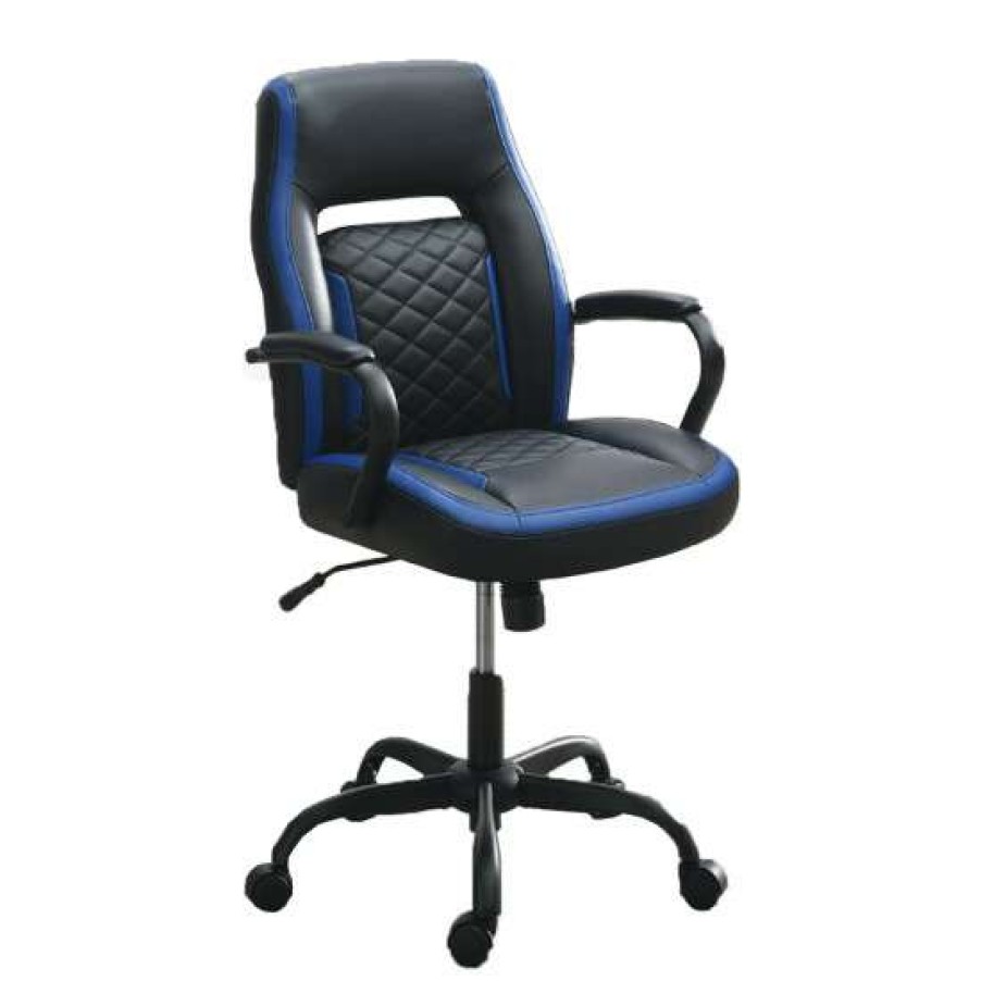 Furniture * | Top 10 Simple Relax Upholstered Office Chair With Padded Armrests In Black And Blue