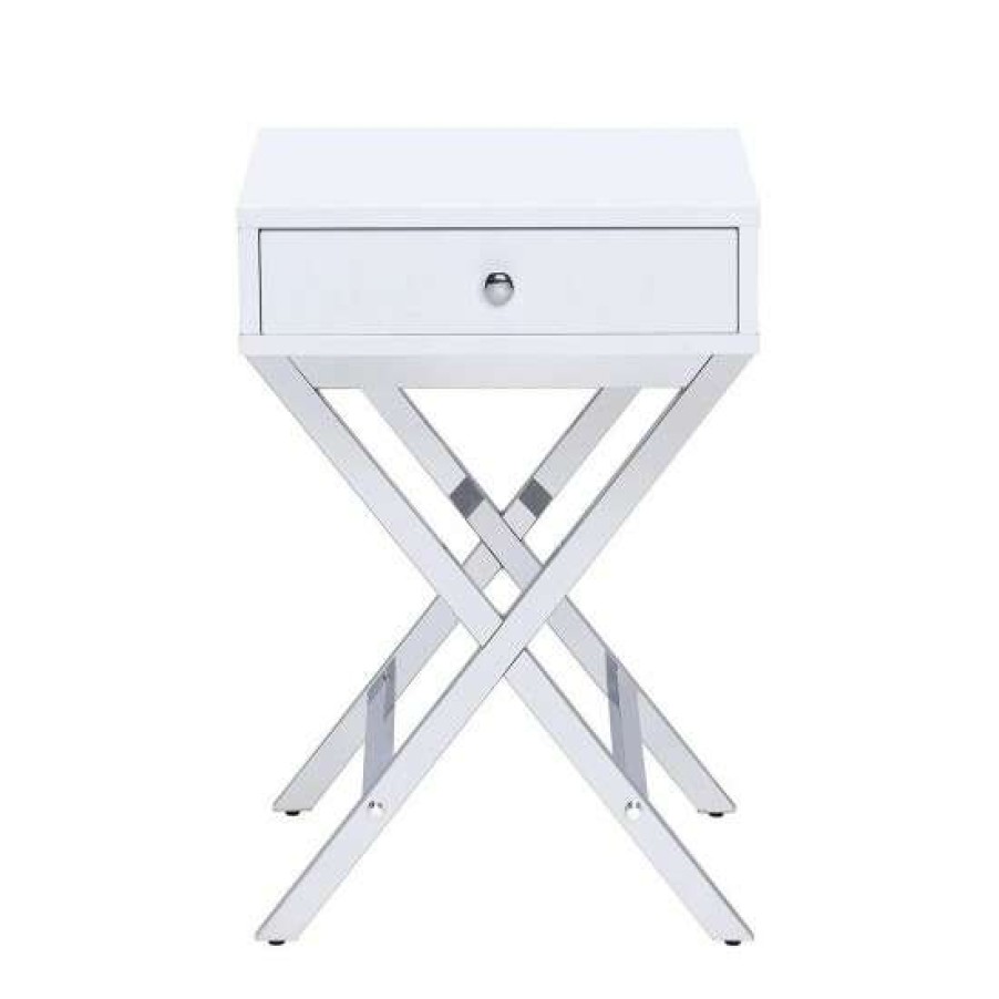 Furniture * | Outlet Simple Relax Wood Accent Table With A Drawer