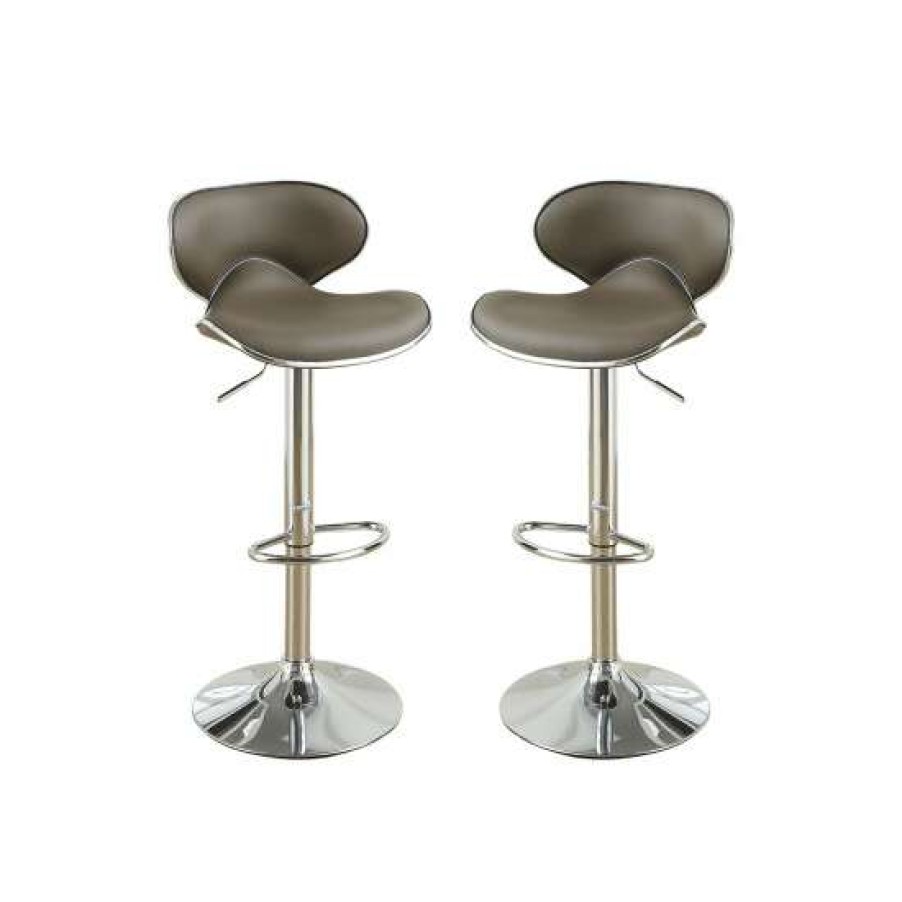 Furniture * | Cheap Simple Relax Adjustable Faux Leather Bar Stools, Set Of 2