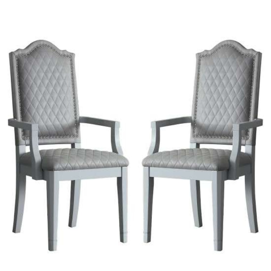 Furniture * | Flash Sale Simple Relax Set Of 2 Upholstered Arm Chairs In Grey