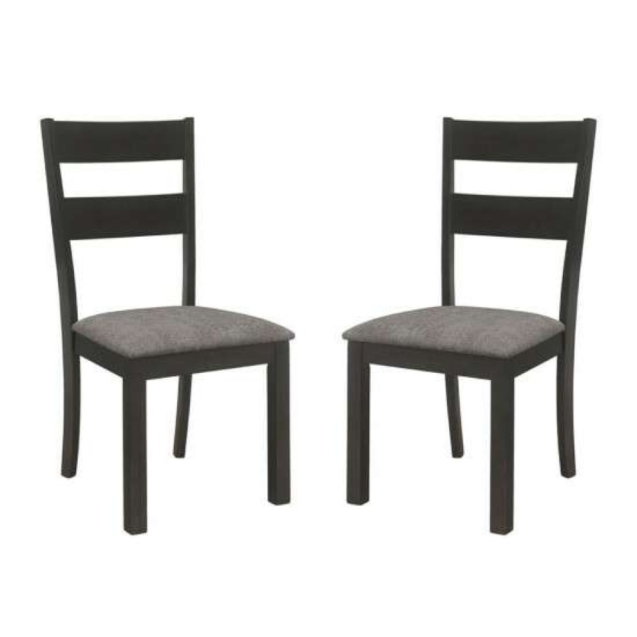 Furniture * | Coupon Simple Relax Set Of 2 Upholstered Side Chairs In Black And Dark Grey