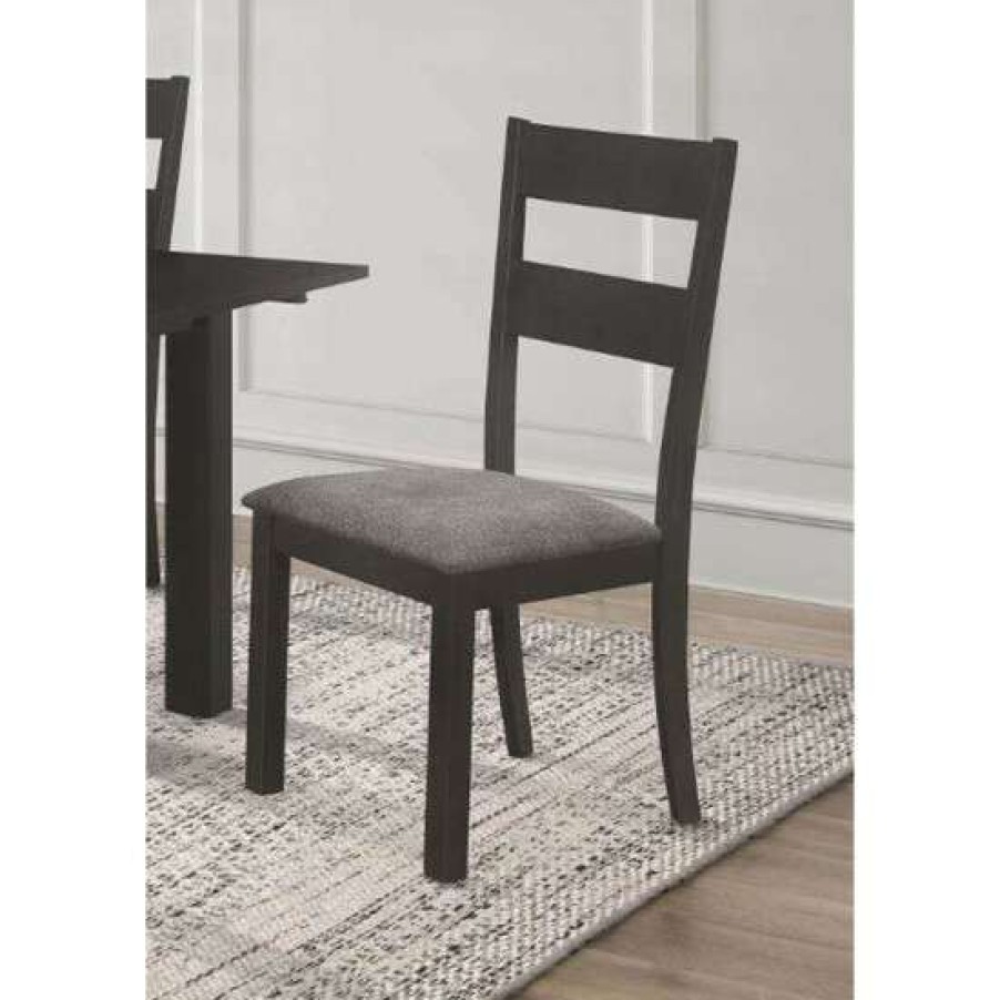 Furniture * | Coupon Simple Relax Set Of 2 Upholstered Side Chairs In Black And Dark Grey