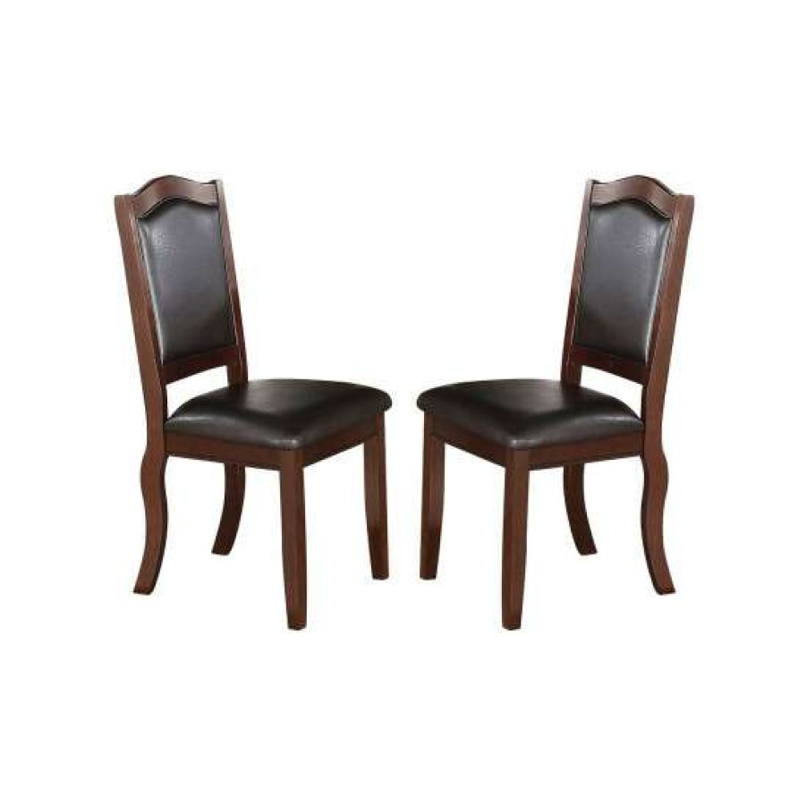 Furniture * | Cheapest Simple Relax Faux Leather Upholstered Dining Chairs, Brown(Set Of 2)