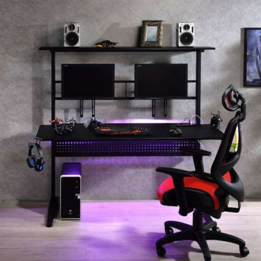 Furniture * | Hot Sale Simple Relax Gaming Table With Usb Port In Black