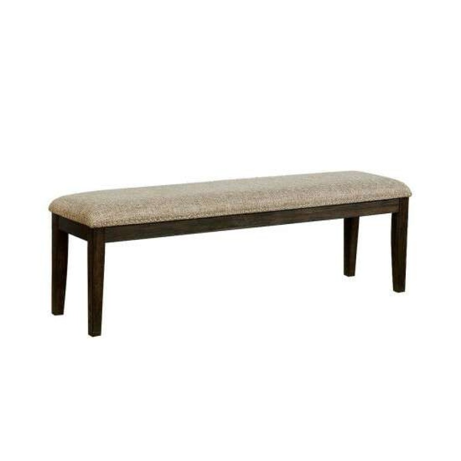 Furniture * | Promo Simple Relax Transitional Style Padded Dining Bench In Espresso And Warm Gray