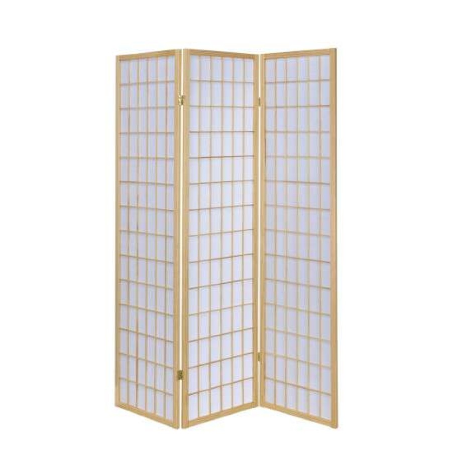 Home Decor * | Coupon Simple Relax 3-Panel Folding Screen In Natural And White