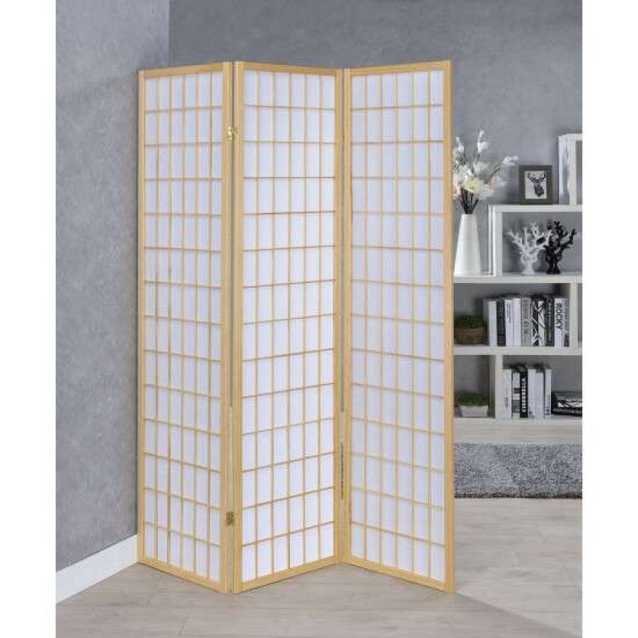 Home Decor * | Coupon Simple Relax 3-Panel Folding Screen In Natural And White